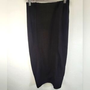 B.O.G. Band Of The Free RENEE Black Ribbed Midi Pencil Skirt  Side Slit,  Small